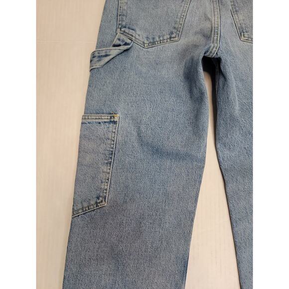 Zara Cargo Jeans Womens Sz 4 Slim Straight High Rise Carpenter Utility Pockets - Picture 4 of 11